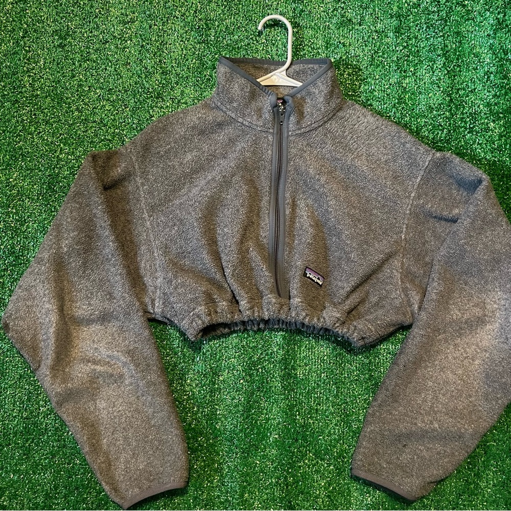 Reworked Gray Patagonia Cropped Zip-Up Jacket